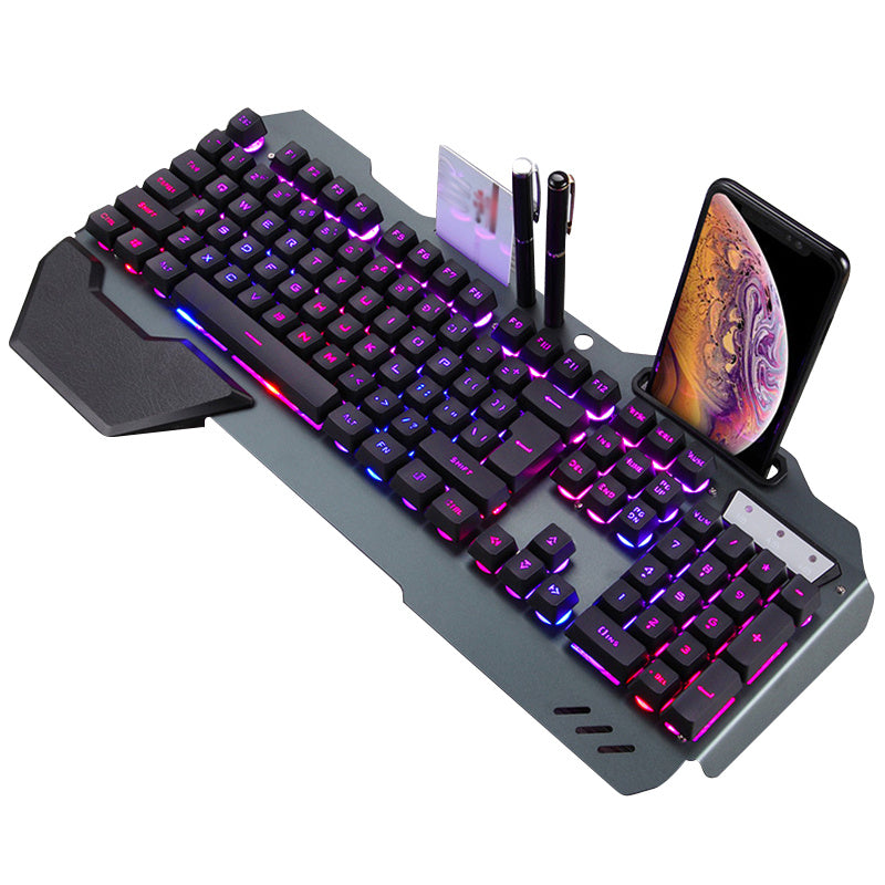 Clavier de jeu ergonomique avec support de téléphone rétroéclairé rvb