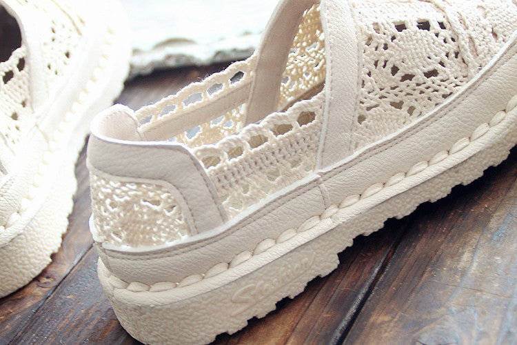 Chaussures d'été blanches en coton et lin à semelle super douce et respirante en maille