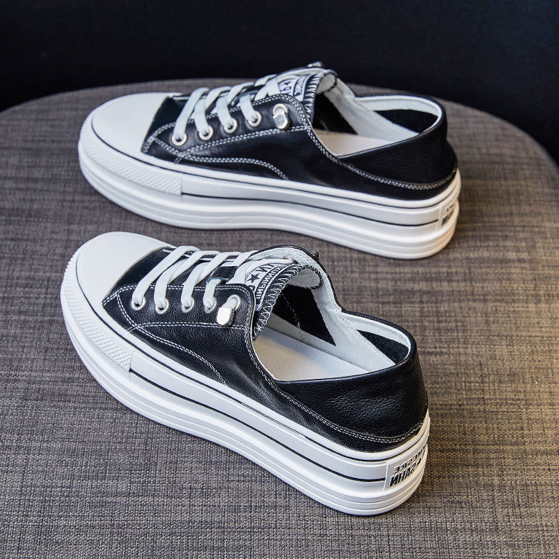Plateforme bidirectionnel en cuir véritable