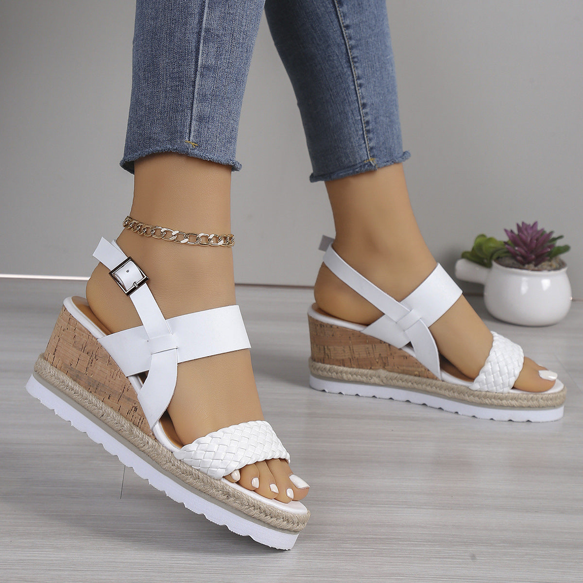 Sandales Chaussures Casual Open Toe Wedge Plus Size pour femmes