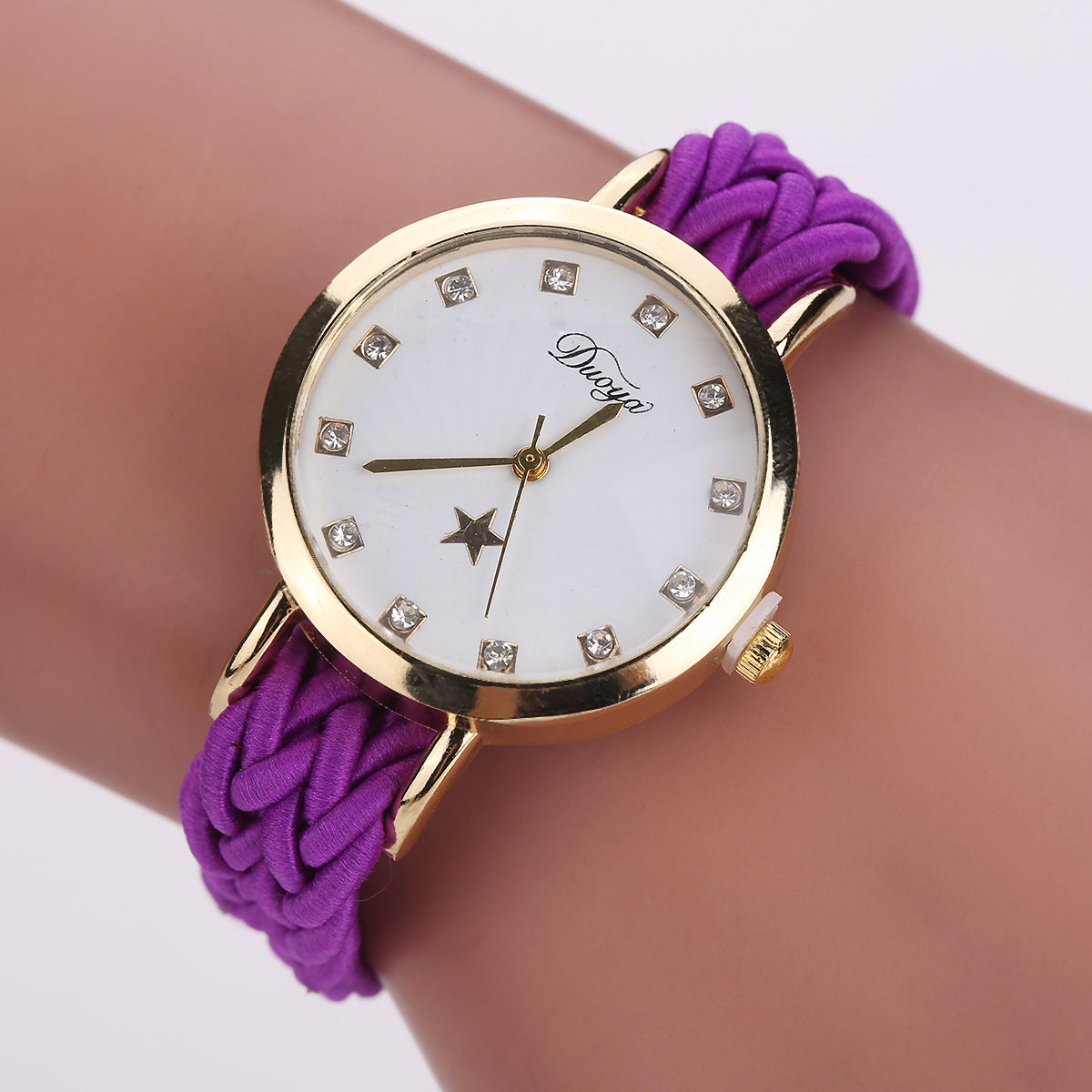 Nouveau multicolore tissé dames montre
