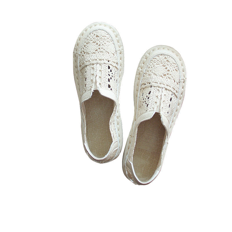 Chaussures d'été blanches en coton et lin à semelle super douce et respirante en maille