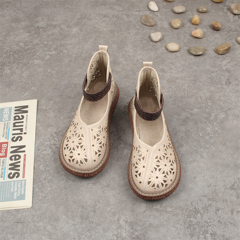 Mori Artistic Retro Platform Big Toe Hole Shoes Casual Hollow Out