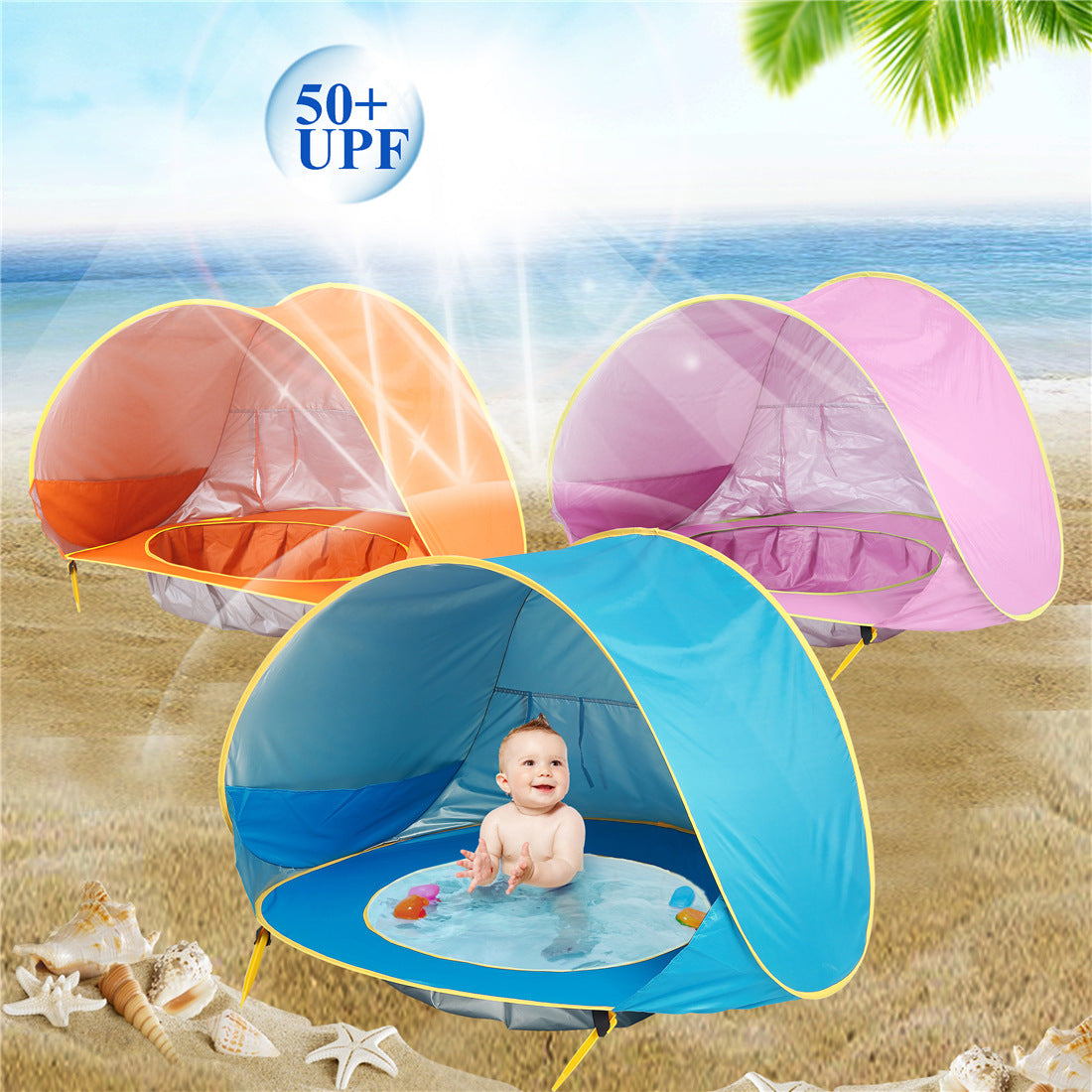 Tente de plage pour bébé Enfants Camping en plein air Facile à plier Imperméable À l’eau Sun Awning Tent UV-protection