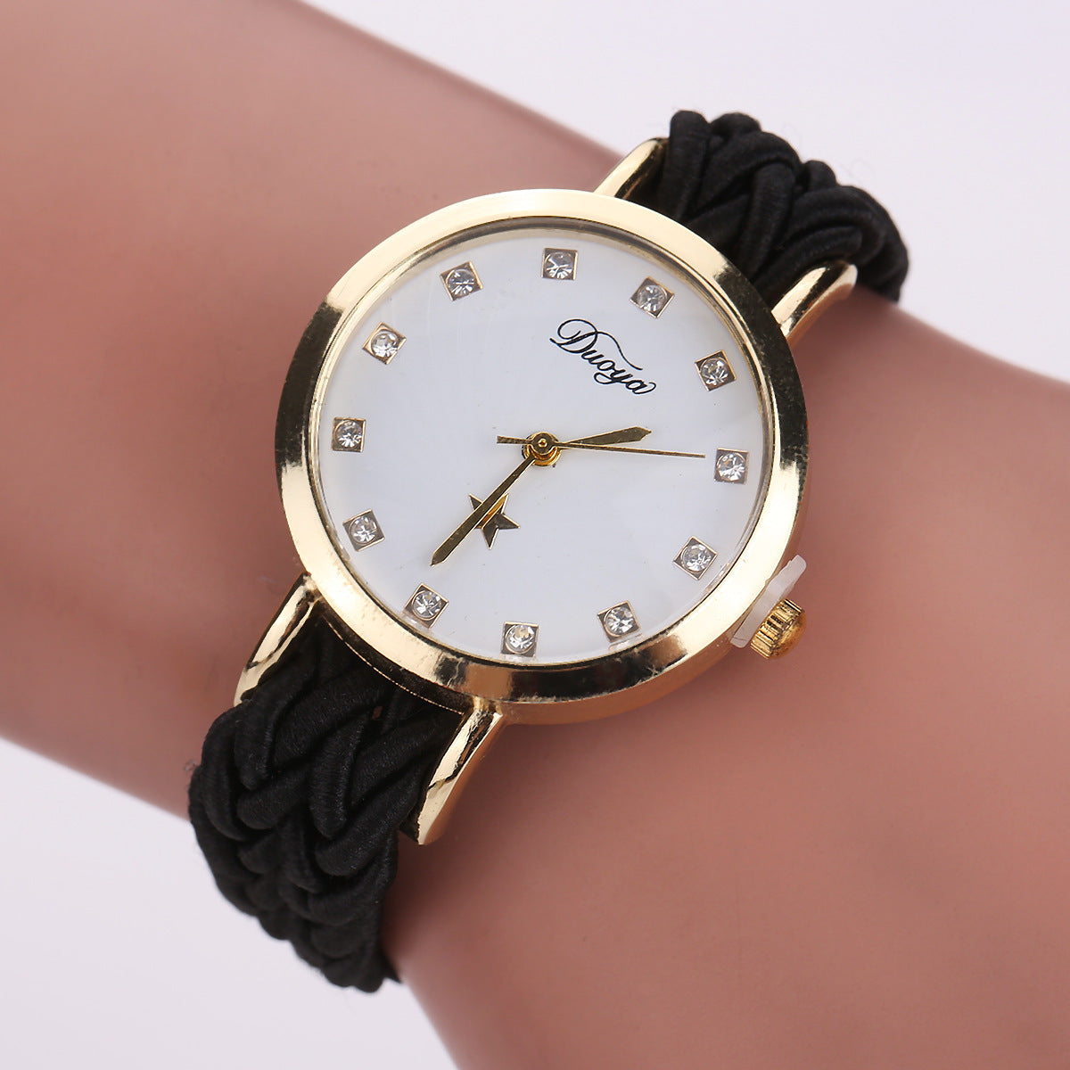 Nouveau multicolore tissé dames montre