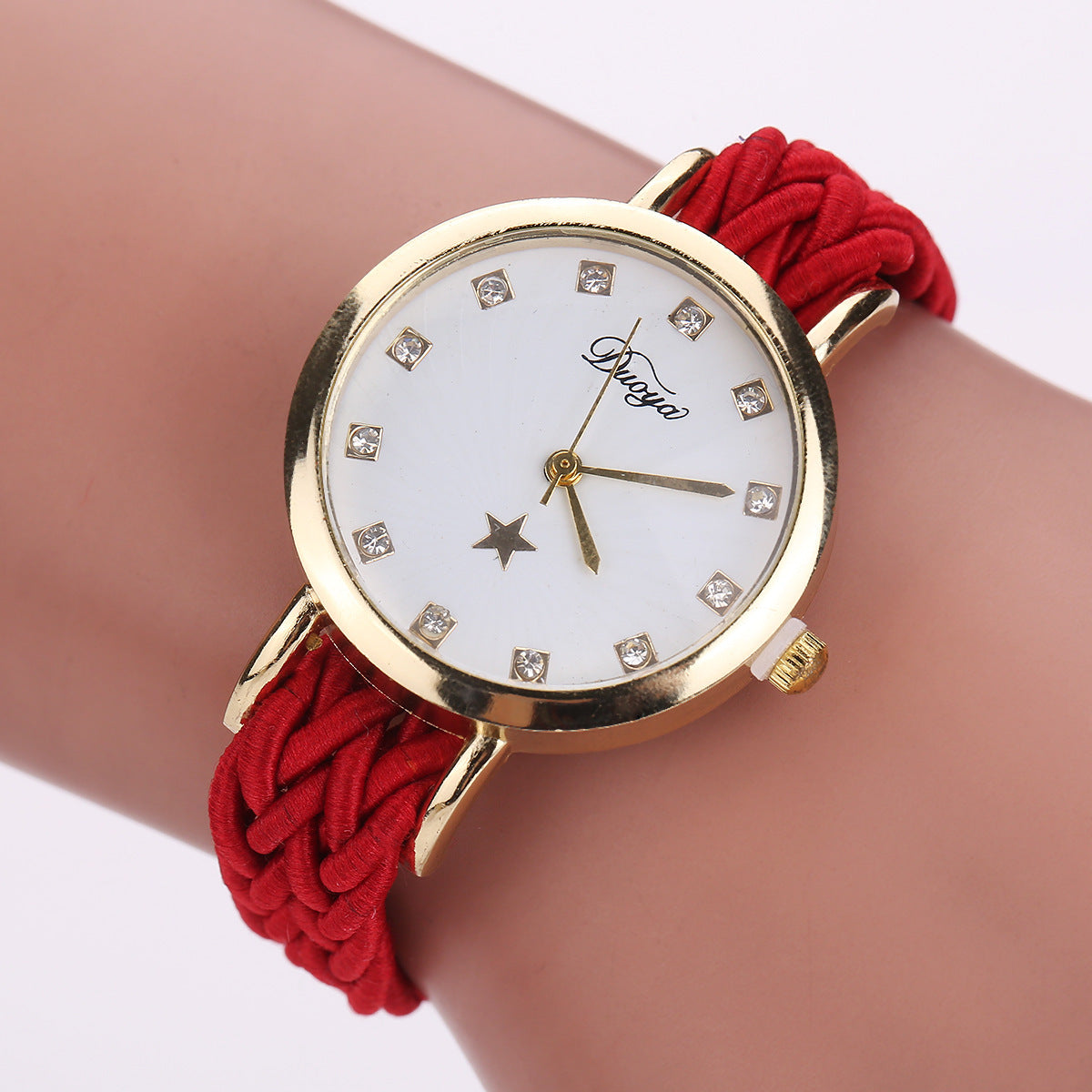 Nouveau multicolore tissé dames montre