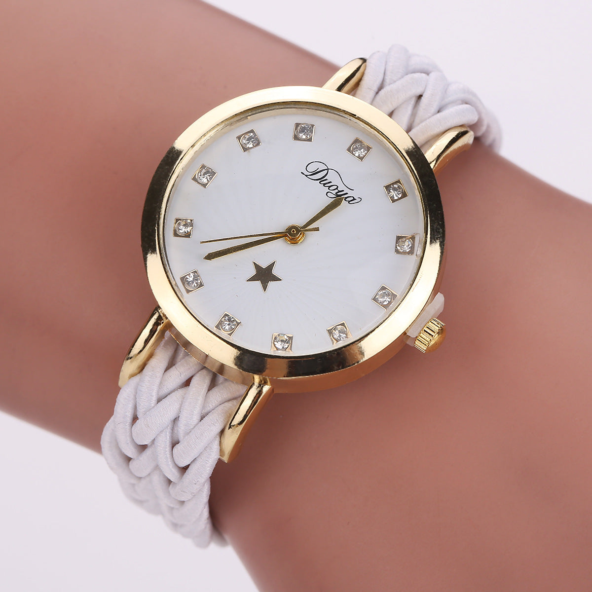 Nouveau multicolore tissé dames montre