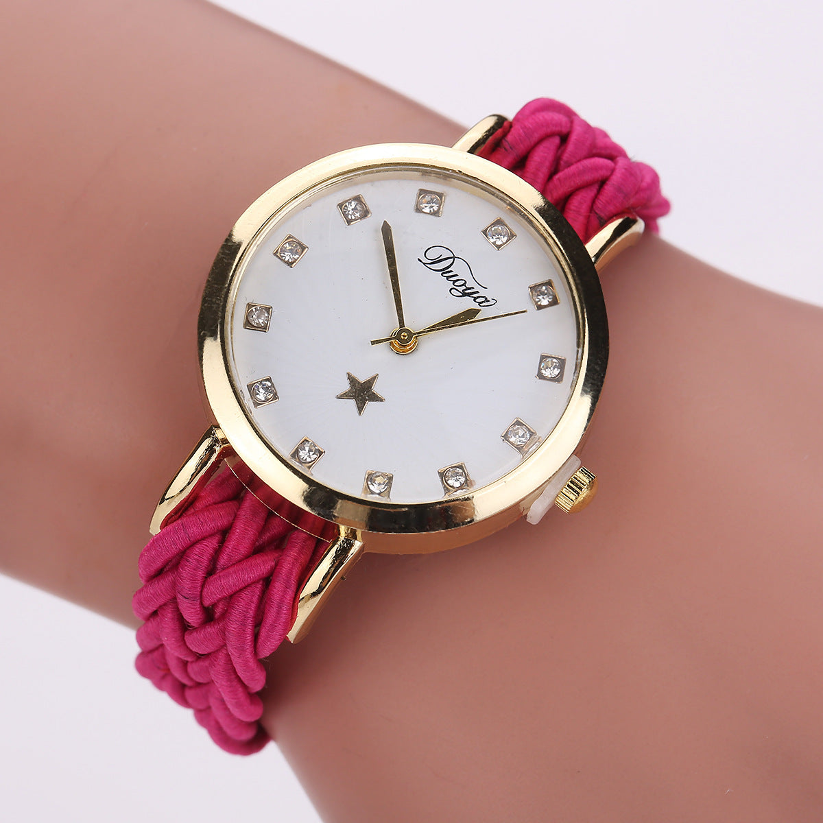 Nouveau multicolore tissé dames montre