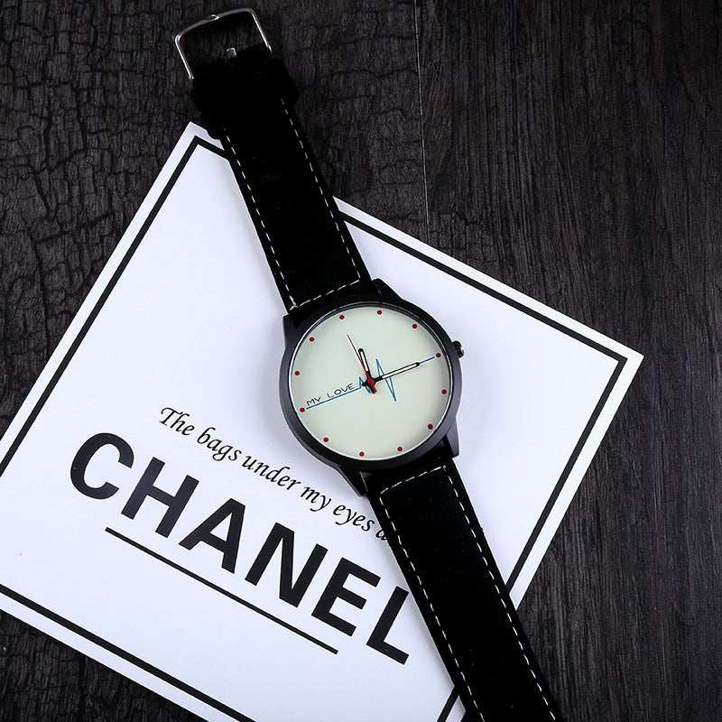 Creative simple ECG motif tendance ceinture amateurs hommes et femmes étudiants montre De Mode montre à quartz occasionnel