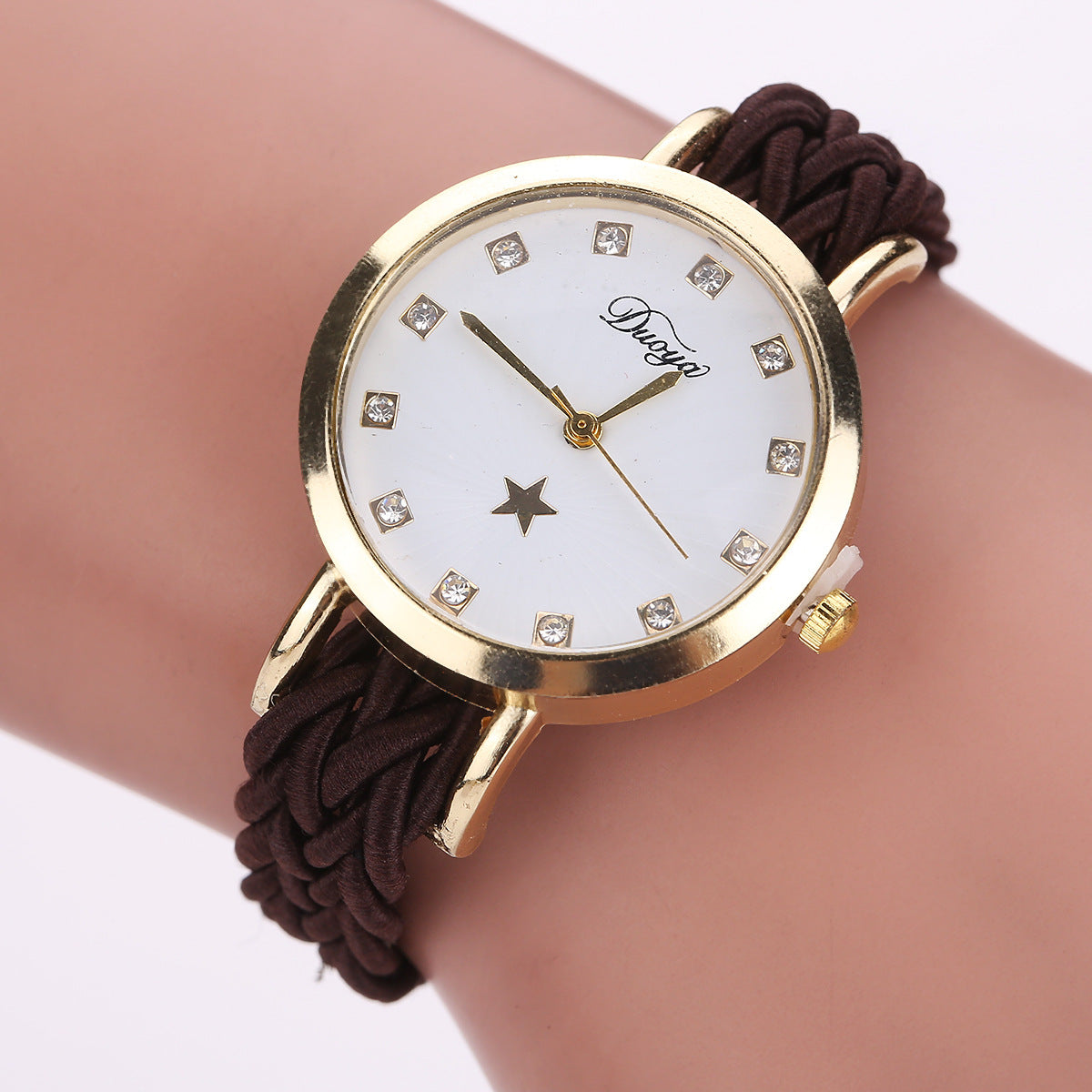 Nouveau multicolore tissé dames montre