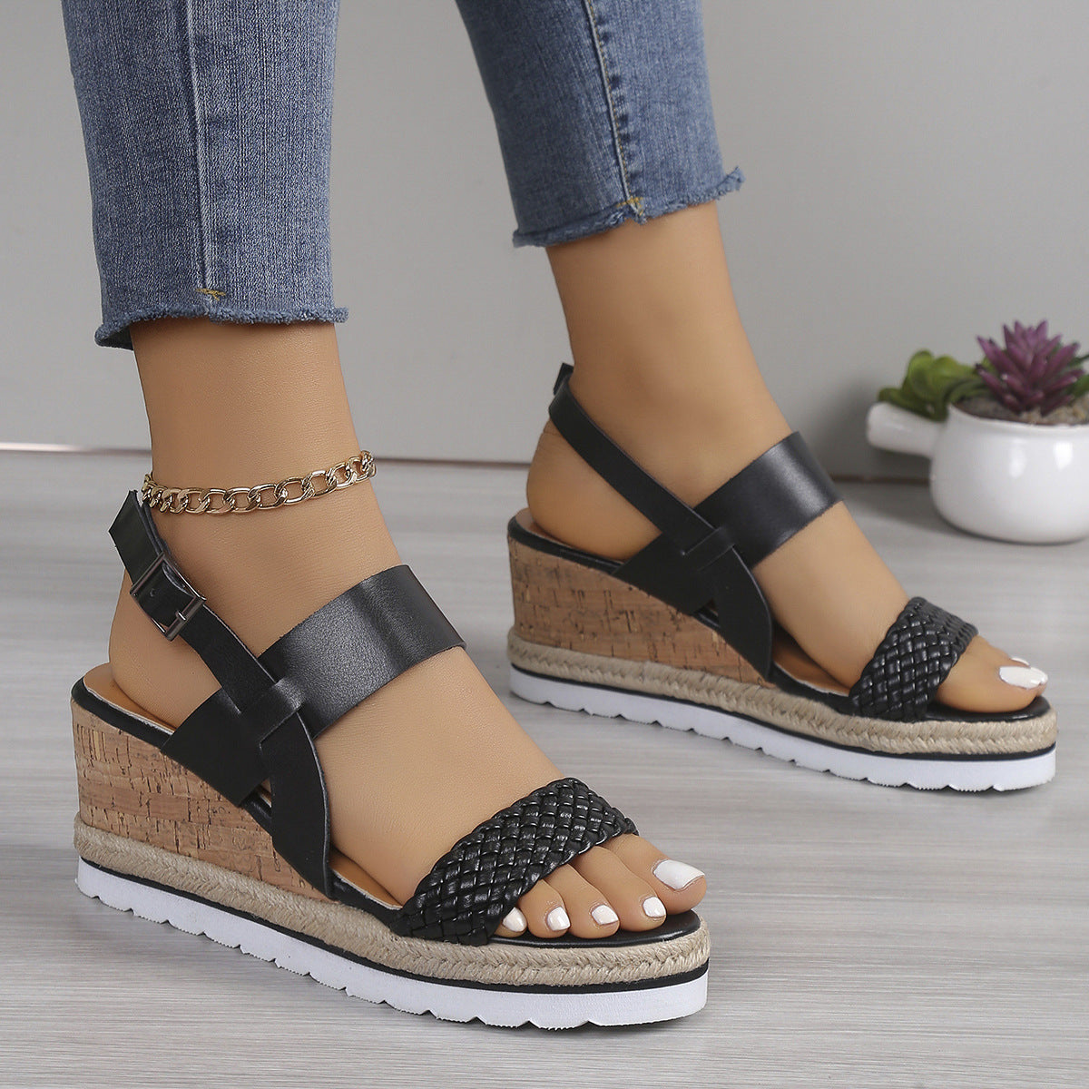 Sandales Chaussures Casual Open Toe Wedge Plus Size pour femmes