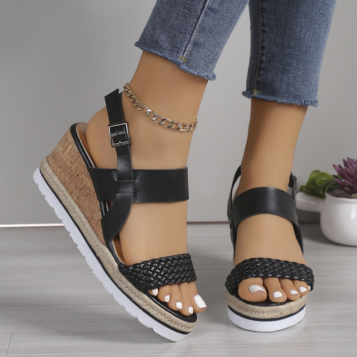 Sandales Chaussures Casual Open Toe Wedge Plus Size pour femmes