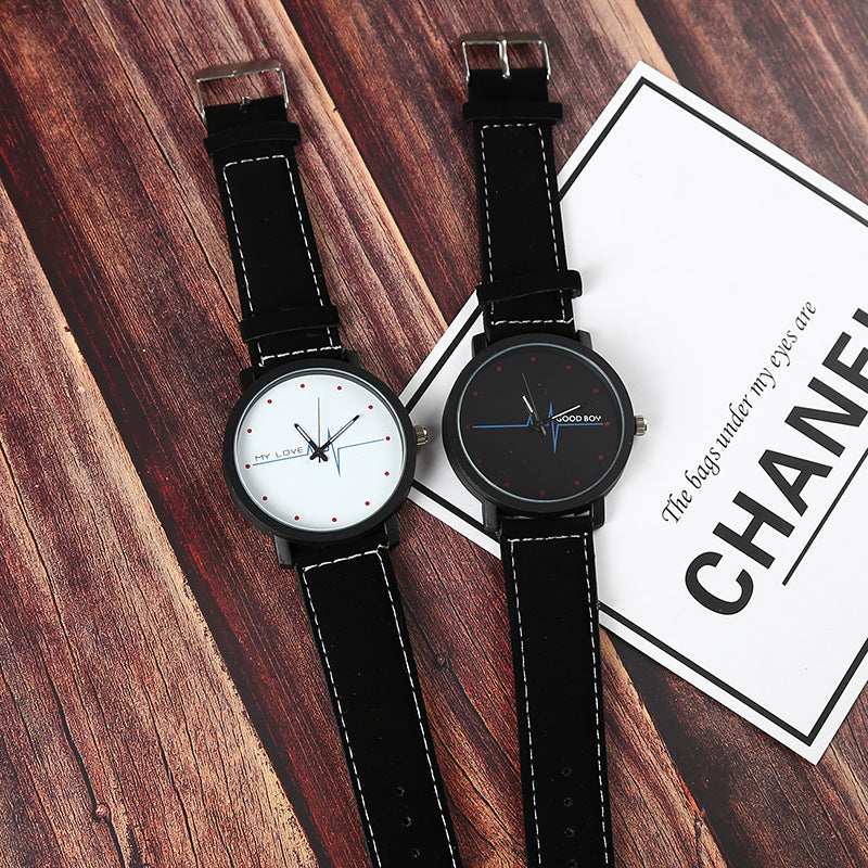Creative simple ECG motif tendance ceinture amateurs hommes et femmes étudiants montre De Mode montre à quartz occasionnel