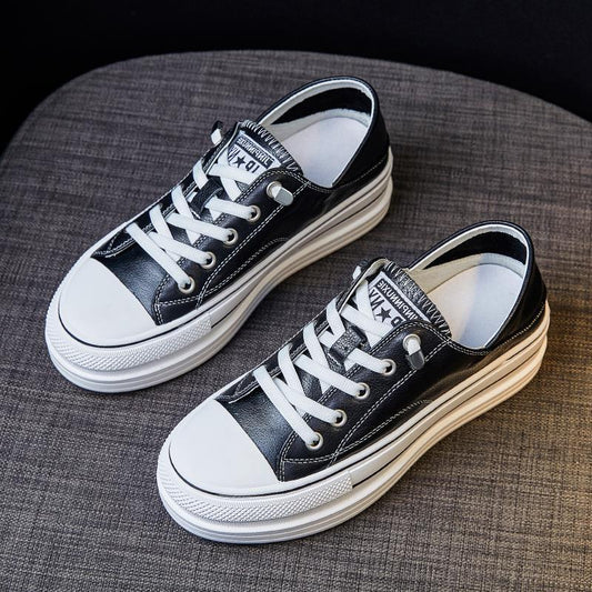 Plateforme bidirectionnel en cuir véritable