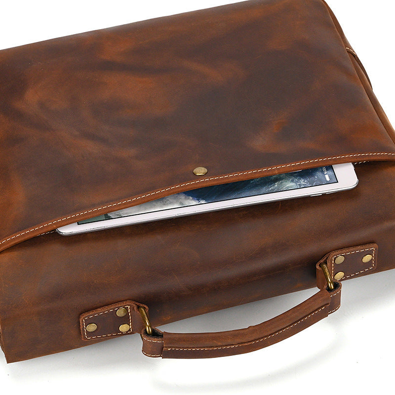 Retro Men's Briefcase Crazy Horse Leather